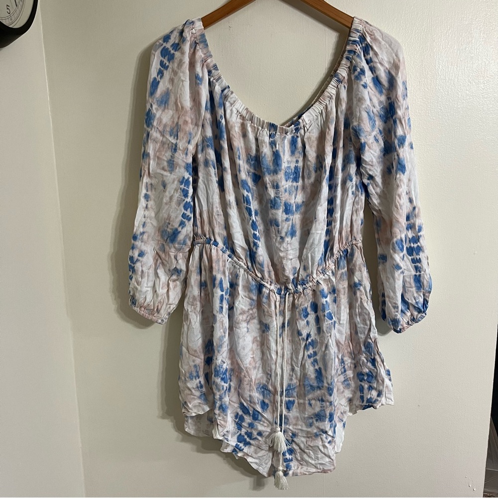 Tie dye pink blue romper size xl new